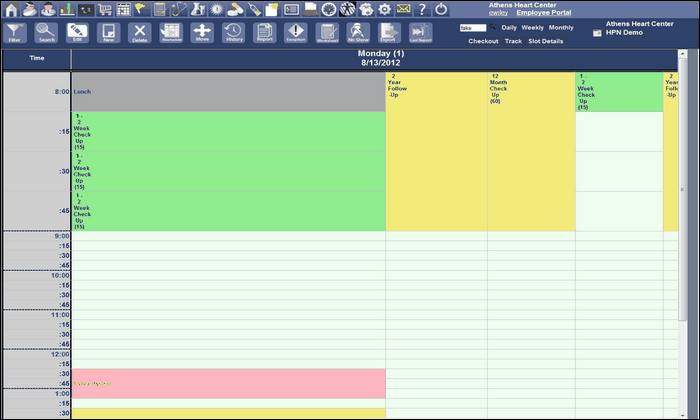 00168 weekly schedule view
